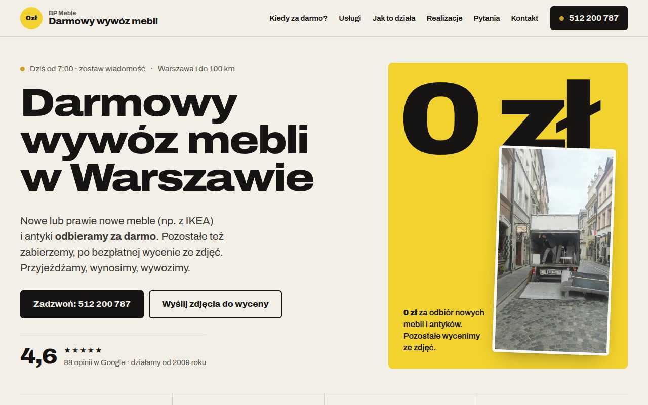 Strona główna darmowywywozmebli.pl po odświeżeniu