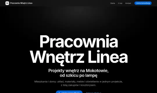 Pracownia wnętrz: pierwszy ekran strony