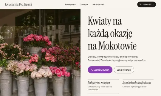 Kwiaciarnia: pierwszy ekran strony
