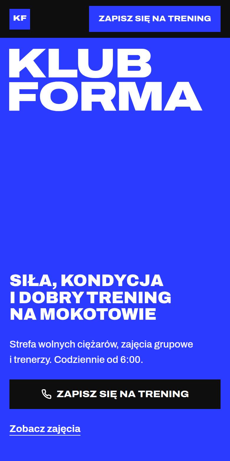 Przykładowy podgląd strony dla branży: siłownie i kluby fitness (dane fikcyjne)