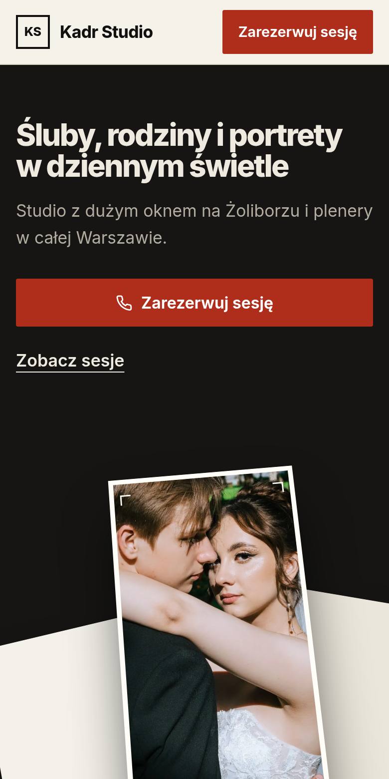 Przykładowy podgląd strony dla branży: fotografowie i studia foto (dane fikcyjne)