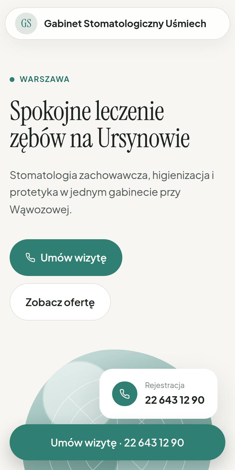 Przykładowy podgląd strony dla branży: gabinety (dane fikcyjne)