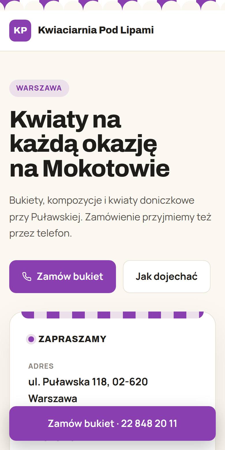 Przykładowy podgląd strony dla branży: sklepy stacjonarne (dane fikcyjne)